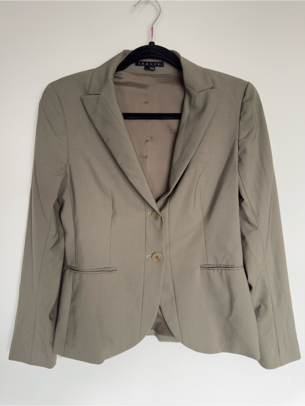 366. Theory Wool Blend Taupe 2 Button Blazer